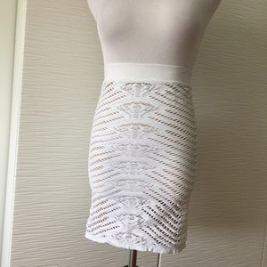 Bebe Cut Out Bodycon Skirt in White